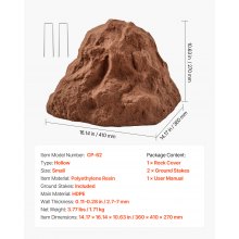 VEVOR Cubierta de Roca Artificial Decorativa para Jardín, de HDPE, Aspecto Realista, Piedra Hueca para Ocultar la Bomba de Pozo, Paisajismo Exterior, Marrón, Tamaño Pequeño, 360 x 410 x 270 mm