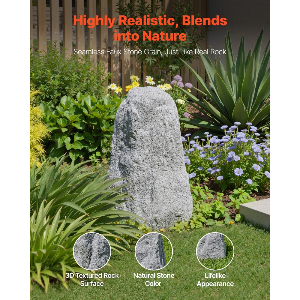 VEVOR Roca de Cubierta Artificial para Exteriores, Aspecto de Piedra Realista, de Polietileno, para Paisajismo, Decoración de Jardín, Casa Transformadora Gris, 355 x 390 x 595 mm, Tamaño Mediano