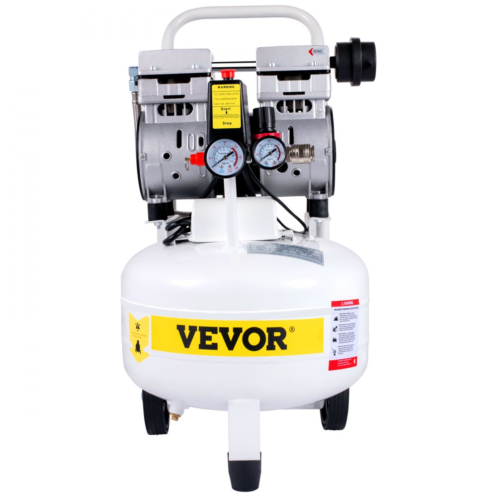 VEVOR Compresor de Aire Compresor Neumático 750 W 220 V Compresor Silencioso con Tanque 25 L Compresor de Aire sin Aceite Compresor de Aire