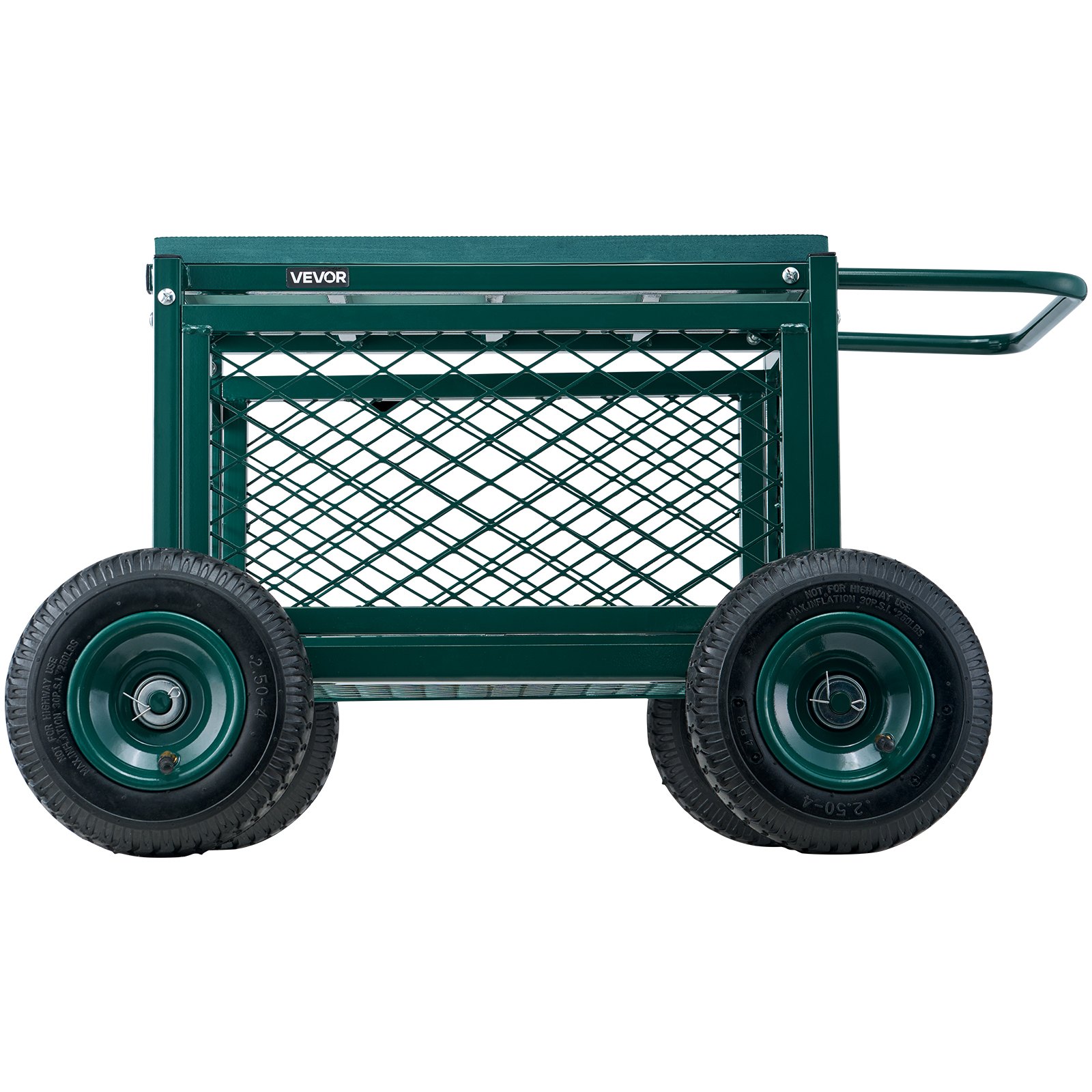 VEVOR Carrito Asiento de Jardín con Ruedas de Caucho y Contenedor de Almacenamiento Estructura Metálica Soporta hasta 181 kg Asiento Móvil para Trabajar para Jardinería, Deshierbe, Plantación