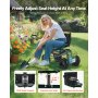 VEVOR Carrito Asiento Giratorio de 360° de Jardín con Ruedas Altura Ajustable Asa Extensible Soporta hasta 181 kg con Respaldo Ergonómico Espacio para Guardar Herramientas para Trabajo de Jardinería