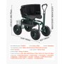 VEVOR Carrito Asiento Giratorio de 360° de Jardín con Ruedas Altura Ajustable Asa Extensible Soporta hasta 181 kg con Respaldo Ergonómico Espacio para Guardar Herramientas para Trabajo de Jardinería