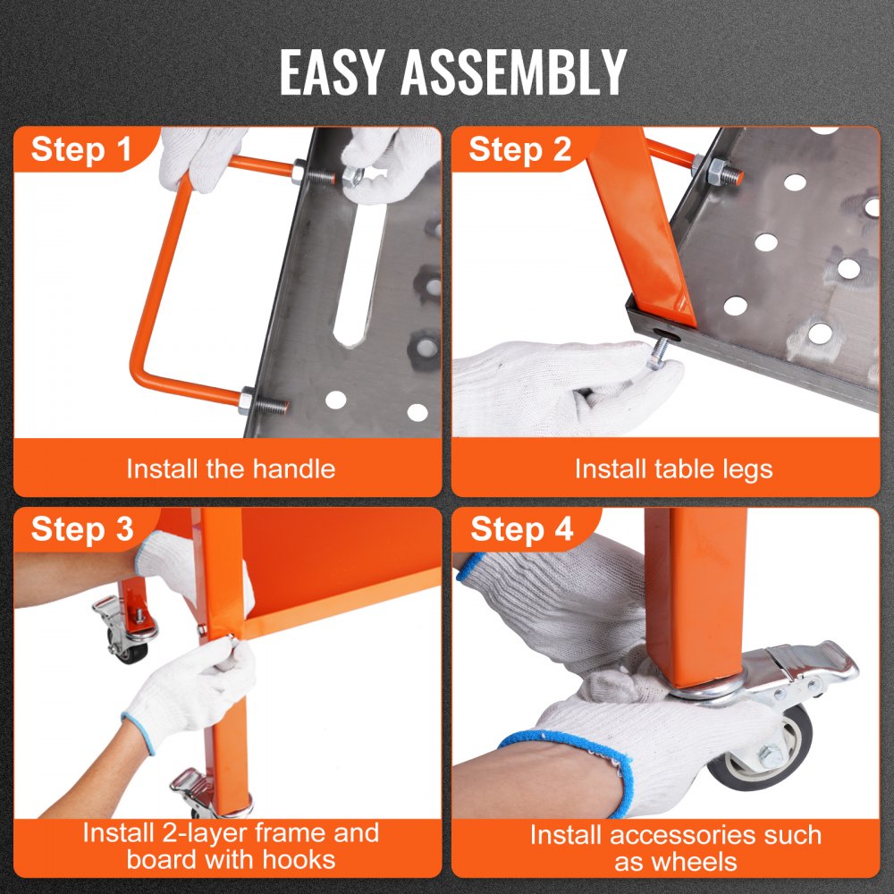 VEVOR Mobile Welding Table 91.4x45.7cm Welding Workbench 544kg Load Capacity Perforated Table 94 Holes (φ 1.6cm) Carbon Steel Workbench Welding Cart with Wheels 4 Tool Slots