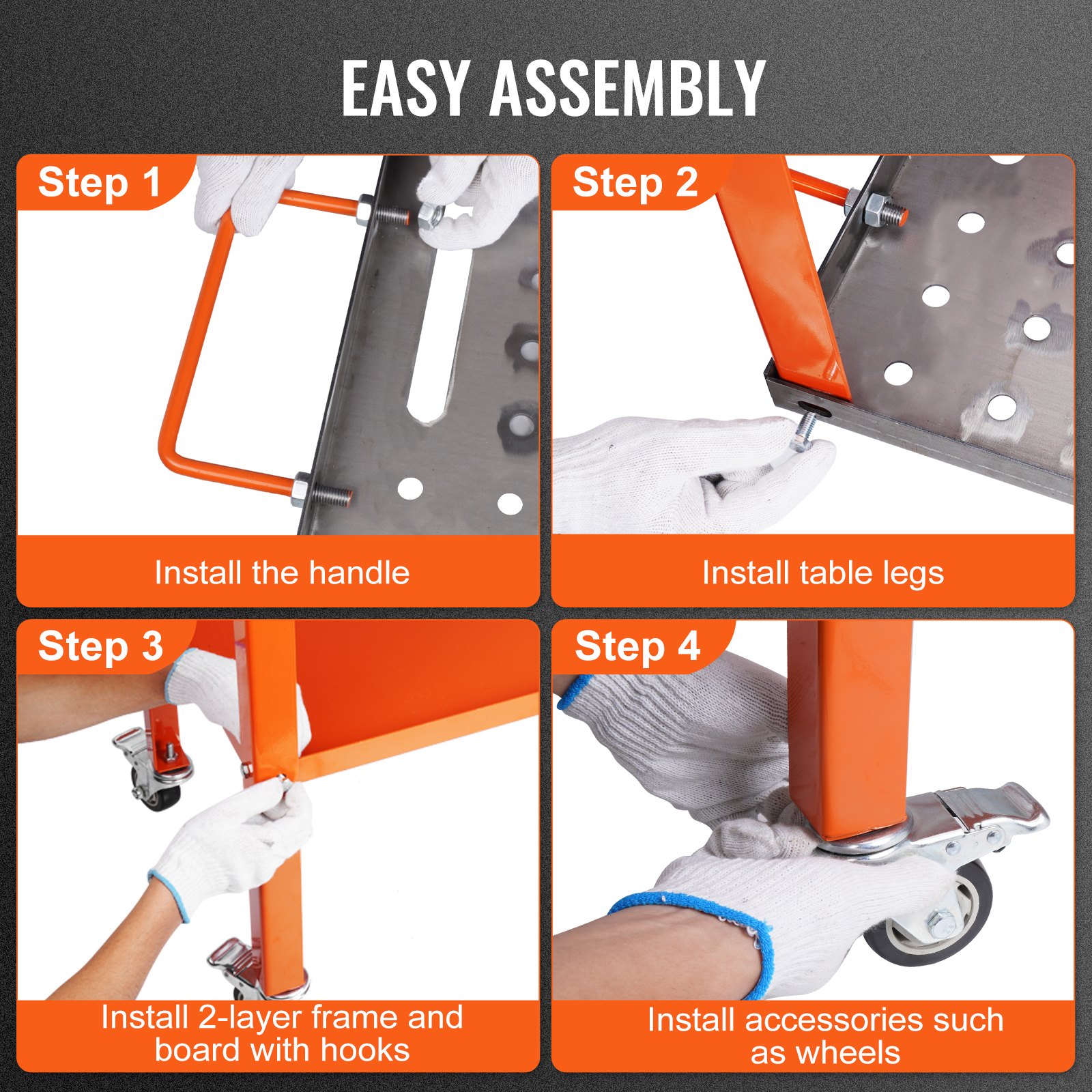 VEVOR Mobile Welding Table 91.4x45.7cm Welding Workbench 544kg Load Capacity Perforated Table 94 Holes (φ 1.6cm) Carbon Steel Workbench Welding Cart with Wheels 4 Tool Slots