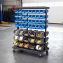 VEVOR 7-Tier Double-Sided Rolling Bin Storage Rack, 94 Plastic Bins, Dual-Sided Parts Organizer with Wheels, Mobile Tool Organizer for Garage, Warehouse, Office, Restaurant, Classroom, Kitchen