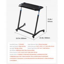 VEVOR Escritorio de Ciclismo Móvil Plegable con Ruedas 855 x 593 x 797 mm Negro