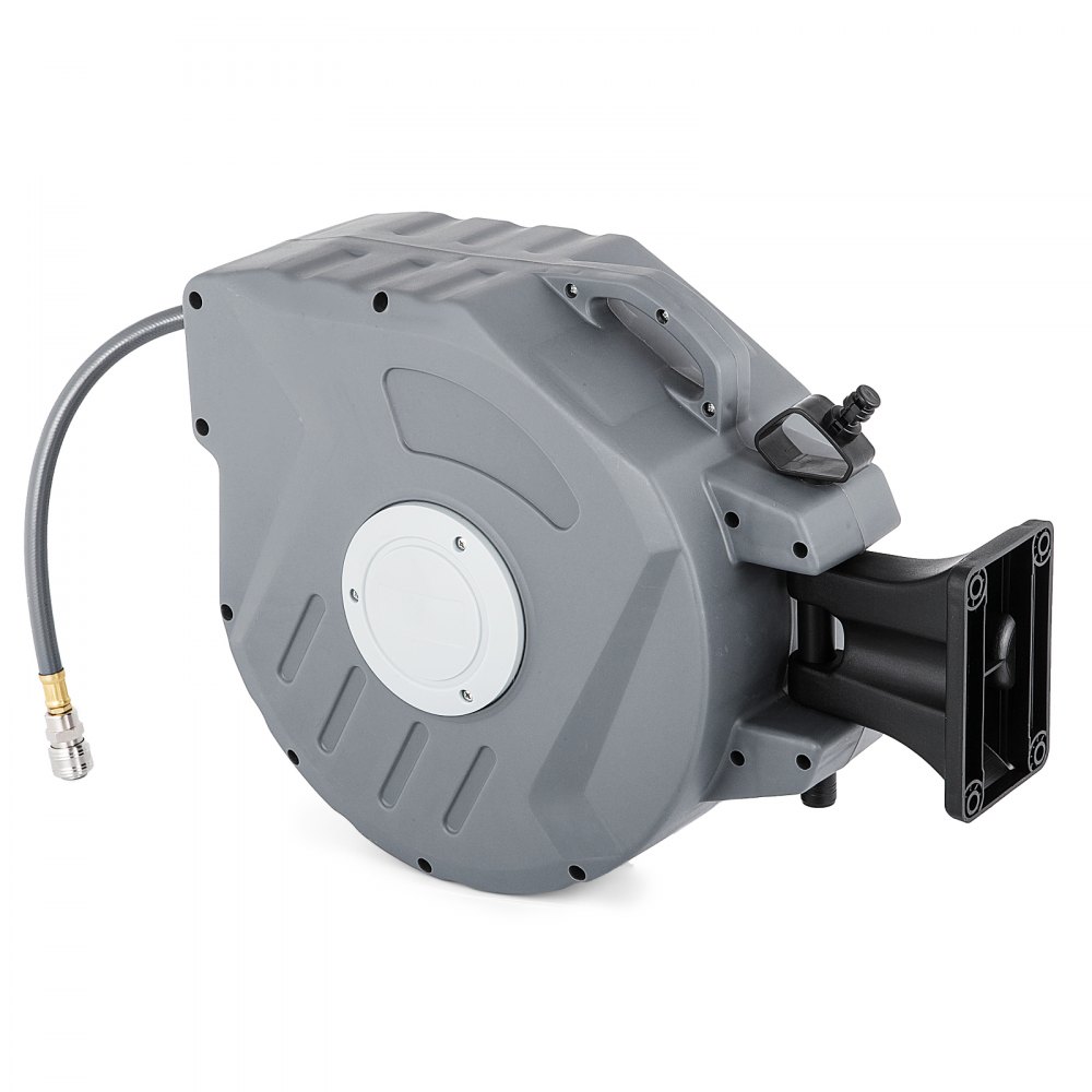 VEVOR Carrete de Manguera de Aire, 20 m + 2 m de Manguera de PVC 9,5 mm de Diámetro para Carrete Retráctil de Manguera de Aire, Montado en Pared 180° para Enrollador de Manguera de Aire comprimido