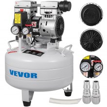 VEVOR Compresor de Aire 6,6 galones / 30 L Compresor Silencioso con Tanque 850 W 165 L / min Compresor de Aire Portátil para Reparación del Hogar, Inflado de Neumáticos, Limpieza de Suelos Radiantes