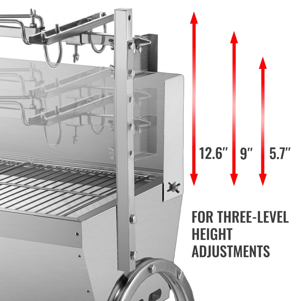 Vevor 88x44cm 45w Barbacoa De Carbón Parrilla Carbón Acero Inoxidable Max 60kg