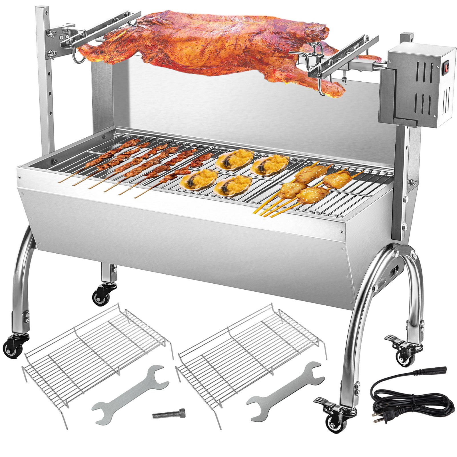 Vevor 88x44cm 45w Barbacoa De Carbón Parrilla Carbón Acero Inoxidable Max 60kg