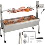 VEVOR Parilla de Barbacoa Exterior 132 lbs 147x45x106 cm Acero Inoxidable Barbacoa Asador 40 W, Altura Ajustable de 7,5"-16,9" Asador Giratorio Eléctrico con 4 Agujas y Ruedas Bloqueables para Camping