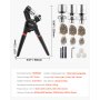 VEVOR Kit de Herramientas para Ojales 900 piezas de 6 mm/8 mm/10 mm de Metal de Varios Tamaños con Alicates Manuales, Perforadora y Bloque para Cuero, Lonas, Zapatos, Manualidades y Tela, Plata