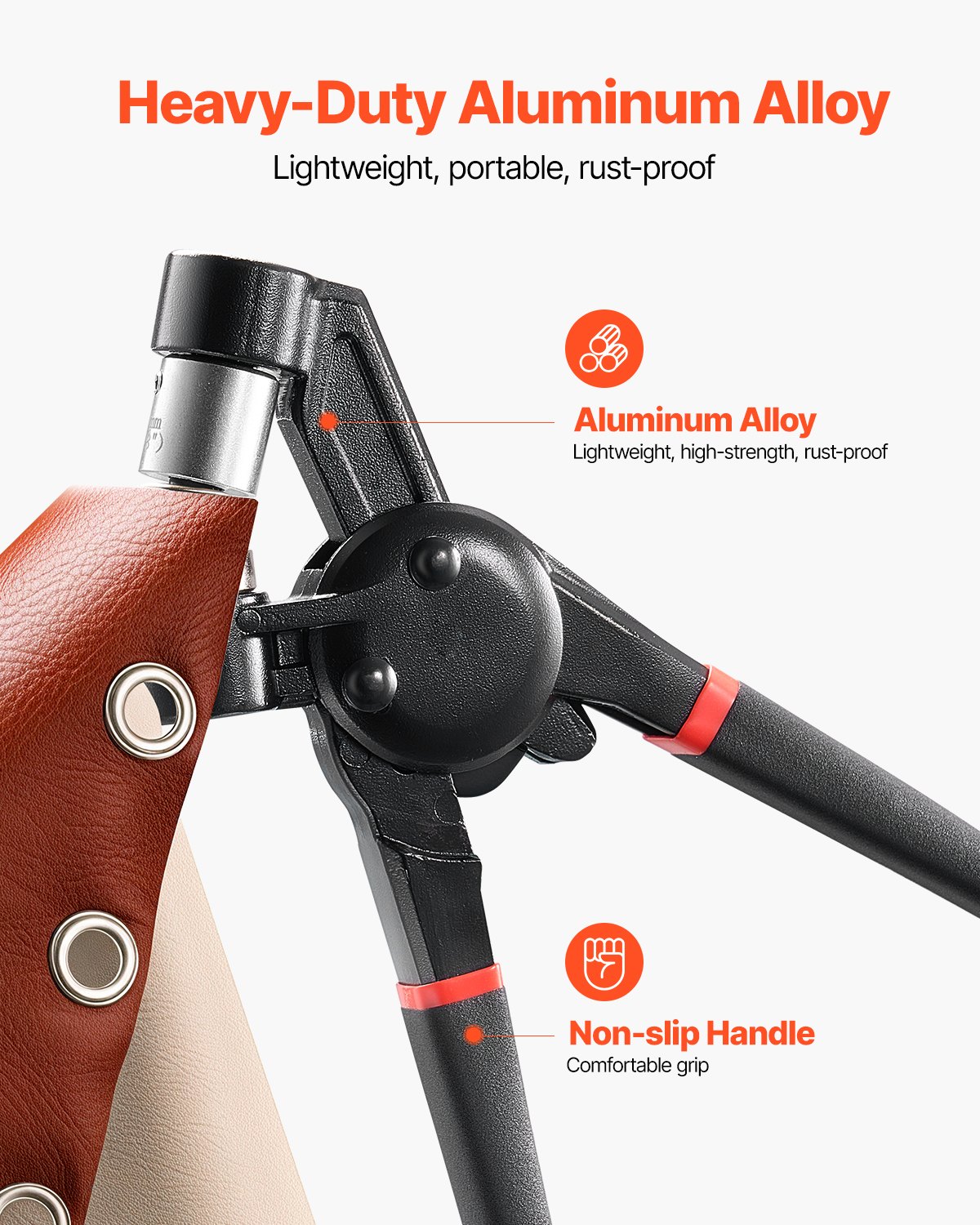 VEVOR Kit de Herramientas para Ojales 900 piezas de 8 mm/10 mm/12 mm de Metal de Varios Tamaños con Alicates Manuales, Perforadora y Bloque para Cuero, Lonas, Zapatos, Manualidades y Tela, Plata