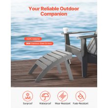 VEVOR Reposapiés Adirondack Plegable de Plástico HDPE 547 x 480 x 377 mm, Gris