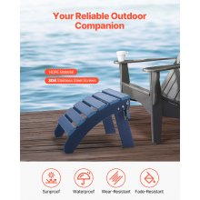 VEVOR Reposapiés Adirondack Plegable de Plástico HDPE 475 x 480 x 350 mm, Azul