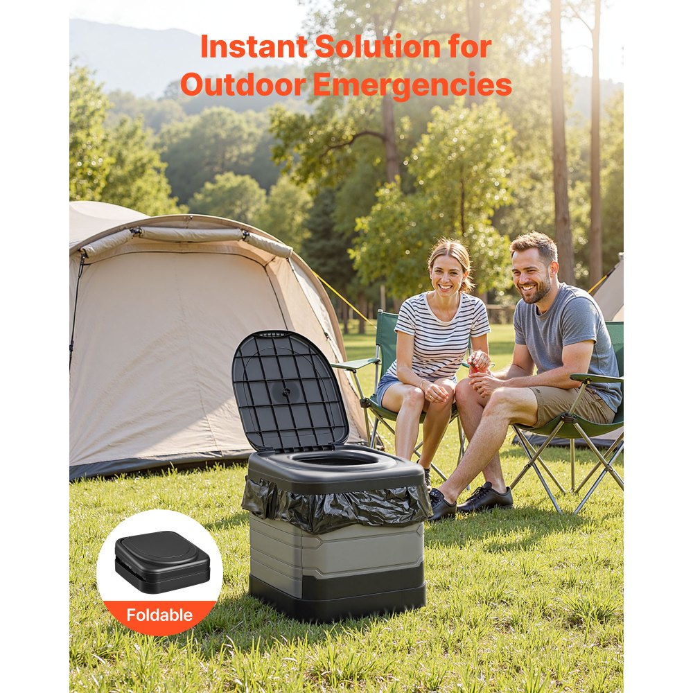 VEVOR Inodoro Portátil Plegable 460 x 425 x 425 mm, Inodoro Portátil para Camping Carga de 150 kg, con Bolsa de Transporte, para Uso Doméstico, Viajes en Autocaravana, Senderismo, Navegación, Coche