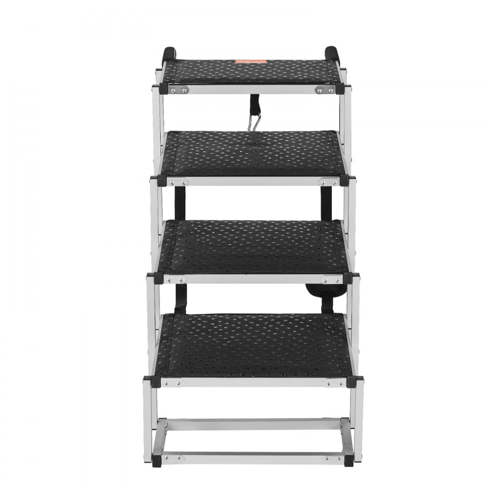 Escalera para perros VEVOR para coches, escalones anchos de 4 escalones para perros, rampa plegable para perros con superficie antideslizante, escalones portátiles para mascotas de aluminio liviano para coches, SUV y camiones, soporta hasta 150 libras