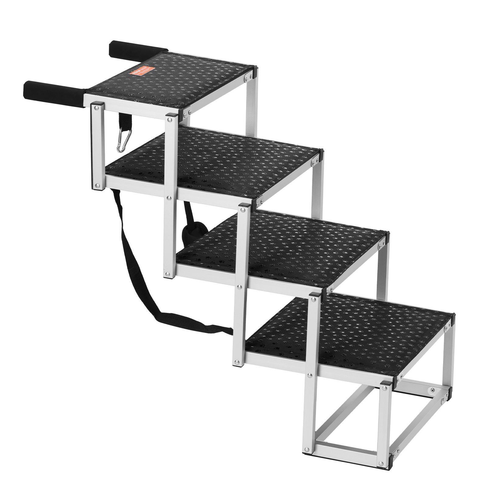 Escalera para perros VEVOR para coches, escalones anchos de 4 escalones para perros, rampa plegable para perros con superficie antideslizante, escalones portátiles para mascotas de aluminio liviano para coches, SUV y camiones, soporta hasta 150 libras