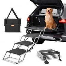 VEVOR Escalera de Perro para Coche Plegable 4 Peldaños de Aluminio Carga 113 KG