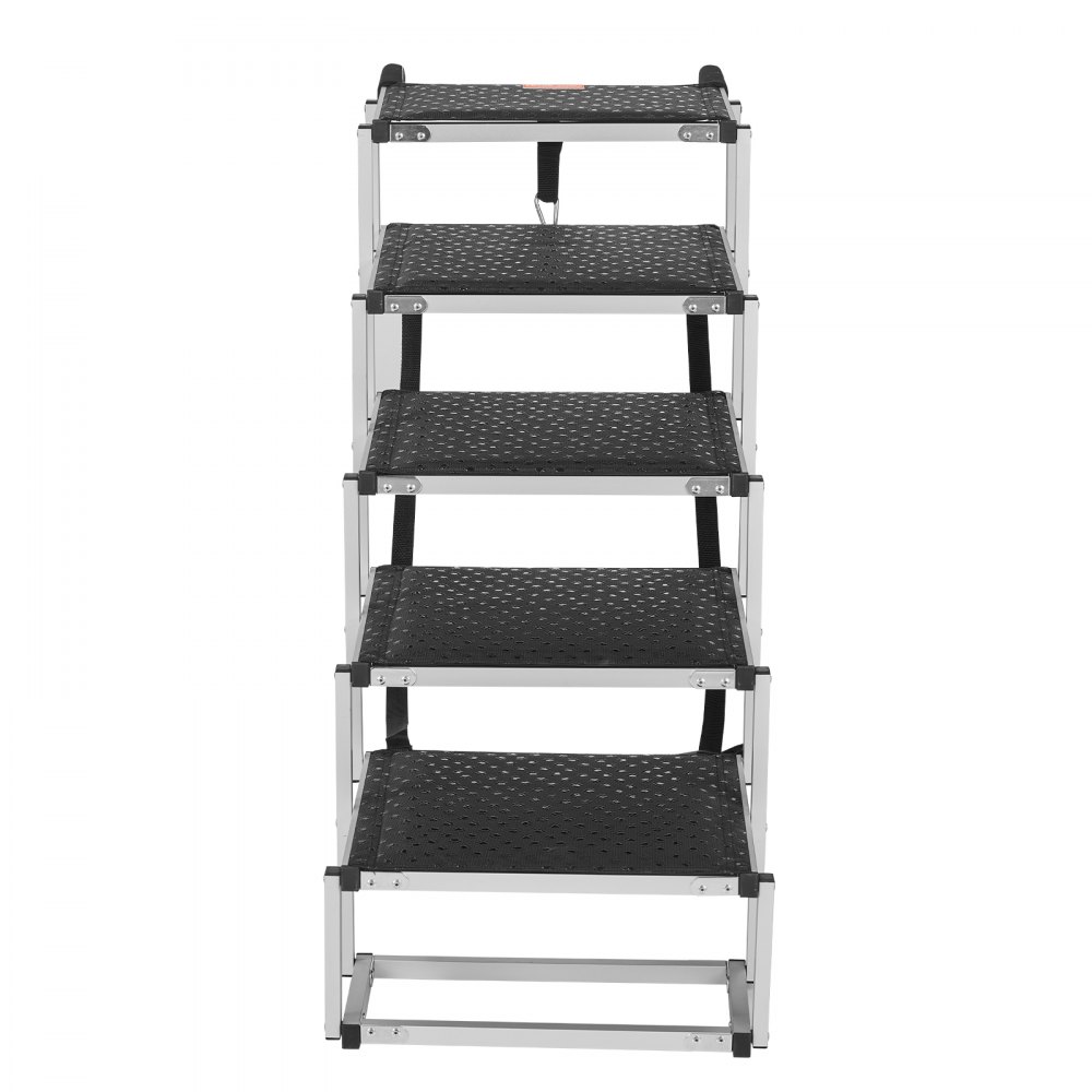 VEVOR Escalera para perros para automóviles, escalones anchos de 5 escalones para perros, rampa plegable para perros para automóviles con superficie antideslizante, escalones portátiles para mascotas de aluminio liviano para automóviles, SUV y camiones, soporta hasta 150 libras