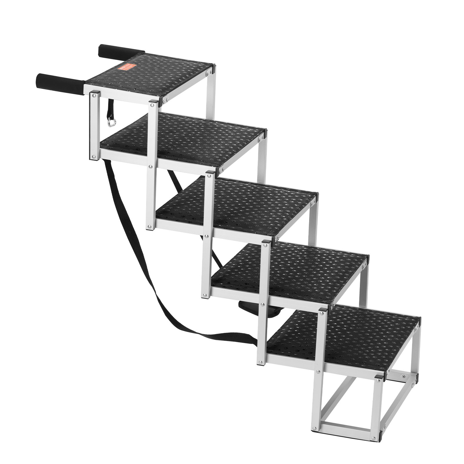 VEVOR Escalera para perros para automóviles, escalones anchos de 5 escalones para perros, rampa plegable para perros para automóviles con superficie antideslizante, escalones portátiles para mascotas de aluminio liviano para automóviles, SUV y camiones, soporta hasta 150 libras