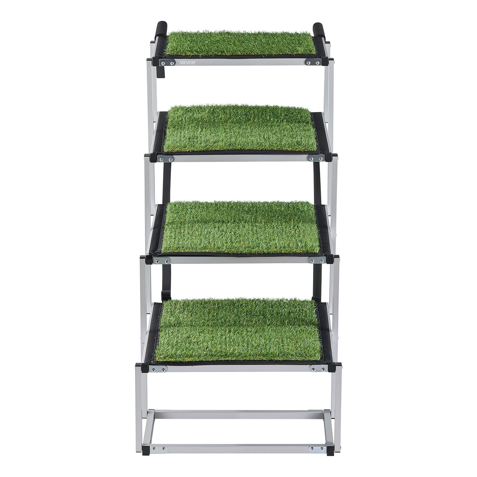 VEVOR Escalera para Perros Plegable para Coche, 4 Peldaños, Rampa para Perros Plegable, Capacidad de Carga de 91 kg, Huella de Hierba Artificial Antideslizante, Ajustable Portátil, Subir a Coche Cama