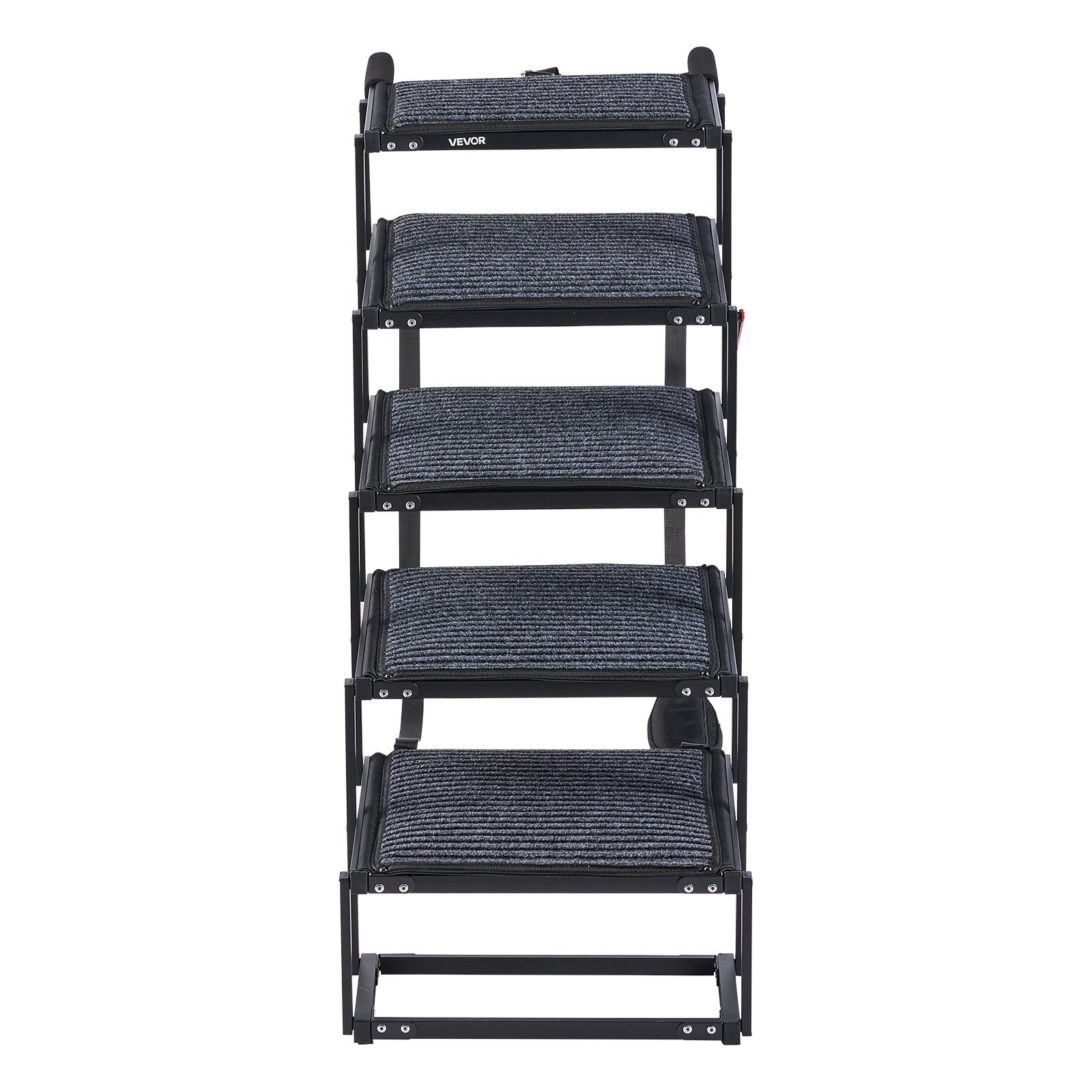 VEVOR Escalera para Perros Plegable para Coche, 5 Escalones, Rampa para Perros Plegable, Soporta hasta 91 kg, Huella con Alfombra Antideslizante, Portátil, Acceso a Vehículo Cama Sofá para Mascotas