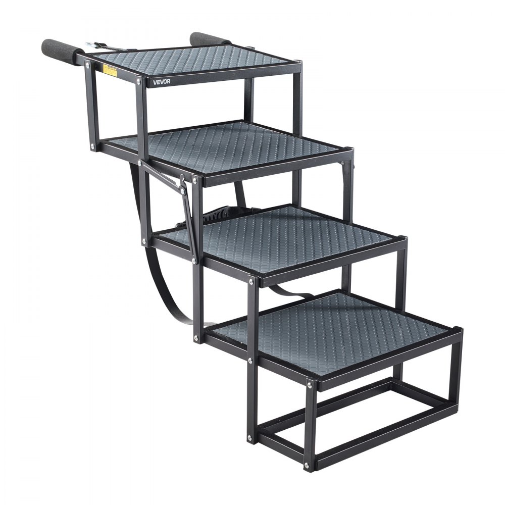 VEVOR Escalera para Perros Plegable para Coche, 4 Peldaños, Rampa para Perros, Capacidad de Carga de 181 kg, Escalones Antideslizantes, Altura Ajustable, Escalera Portátil para Subir a SUVs Camas Sofá