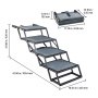 VEVOR Dog Stairs for Car, 4 Steps Extra Wide Foldable Dog Ramp for Large Dogs with Non-Slip Surface, Portable Lightweight Pet Stairs Ladder for Car, SUV, Truck, High Bed, Sofa, Support up to 181 kg
