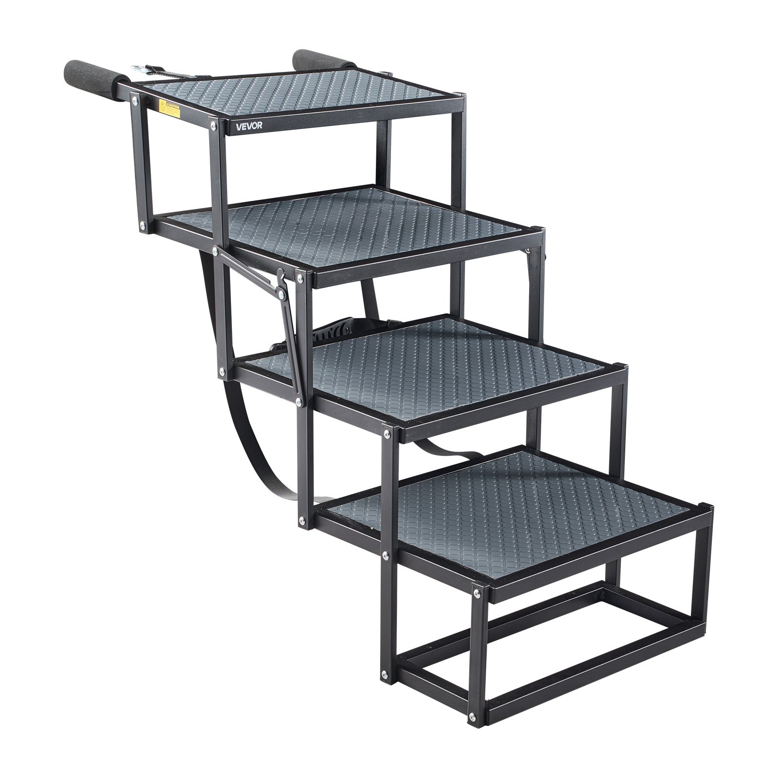 VEVOR Escalera para Perros Plegable para Coche, 4 Peldaños, Rampa para Perros, Capacidad de Carga de 181 kg, Escalones Antideslizantes, Altura Ajustable, Escalera Portátil para Subir a SUVs Camas Sofá