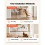 VEVOR Barrera de Seguridad para Perros 622 mm 4 Paneles de Metal Blanco, Puerta de Mascotas para Cocinas, Salones, Escaleras, Plegable y Flexible, Soporte de Doble Triángulo, Kit de Instalación