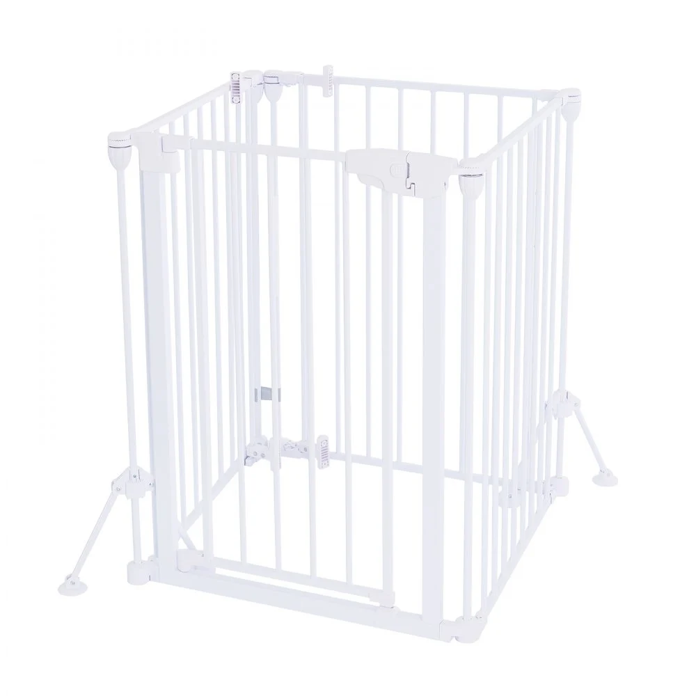 VEVOR Barrera de Seguridad para Perros Altura de 813 mm 4 Paneles Blanco, para Escalera, Cocina, Sala de Estar, Plegable y Flexible, Marco de Metal, con Doble Cerradura y Soporte de Doble Triángulo