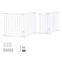 VEVOR Barrera de Seguridad para Perros Altura de 813 mm 4 Paneles Blanco, para Escalera, Cocina, Sala de Estar, Plegable y Flexible, Marco de Metal, con Doble Cerradura y Soporte de Doble Triángulo