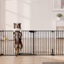 VEVOR Barrera de Seguridad para Perros 813 mm 4 Paneles Plegable Negro, para Escaleras, Puertas, Forma Flexible, Estructura de Metal, Cerradura Doble, Soporte de Doble Triángulo, Kit de Instalación
