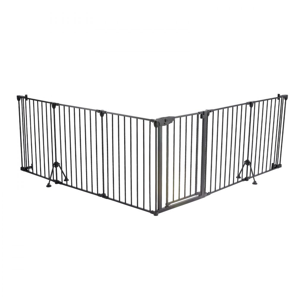 VEVOR Barrera de Seguridad para Perros Alto de 813 mm Puerta de Metal Negro, para Cocinas, Balcones, 6 Paneles, Plegable y Flexible, con Soporte de Doble Triángulo y Doble Cerradura, Kit de Montaje
