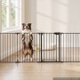 VEVOR Freestanding Dog Gate 813 mm Tall 6-Panel Foldable Metal Gate Black, For Stairs Doorways, Dual-Triangle Support, Sturdy Metal Construction, Freestanding or Wall Mount, Flexible Shapes, Easy Fit