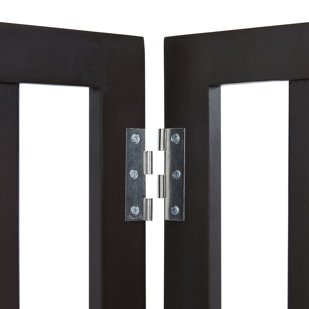 VEVOR Puerta Independiente para Perros, 2040 x 245 x 610 mm, 4 Paneles Plegable para Pasillos Anchos y Estrechos, Barrera Extensible para Perros con Soporte Silencioso para Pies para Interior, Marrón