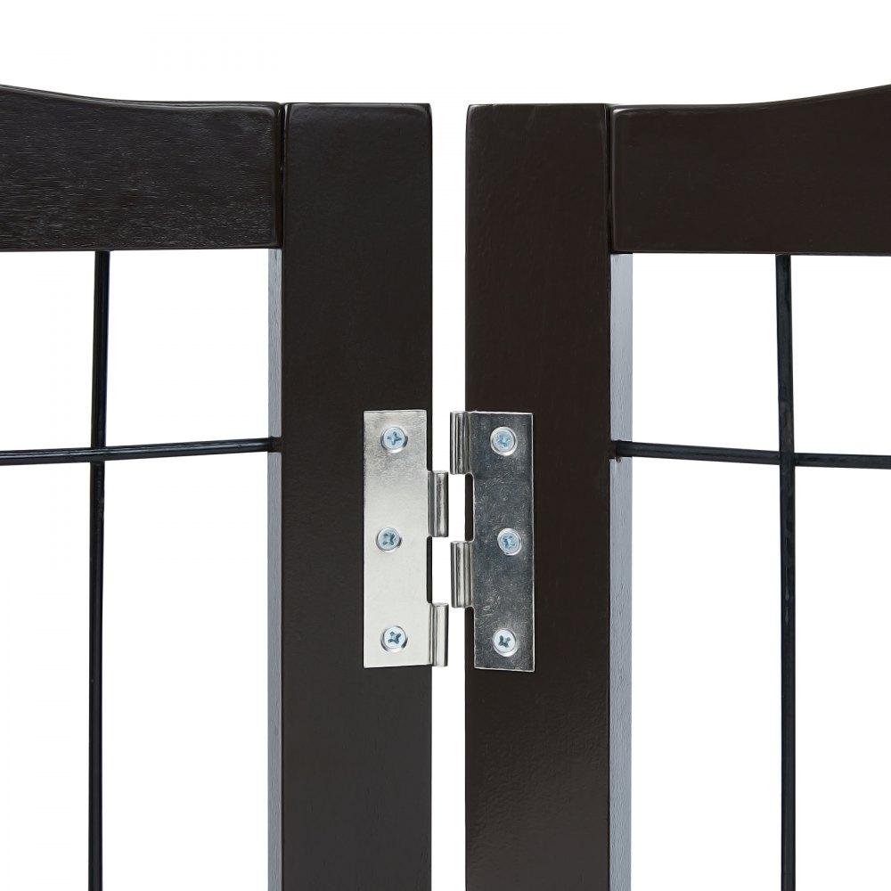 VEVOR Freestanding Dog Gate, Pet Gate, 610 x 813 mm Door Safety Gate, 4-Panel Foldable Dog Gate for Wide & Narrow Doorways, Expandable Foldable Dog Barrier, Brown Stair Safety Gate