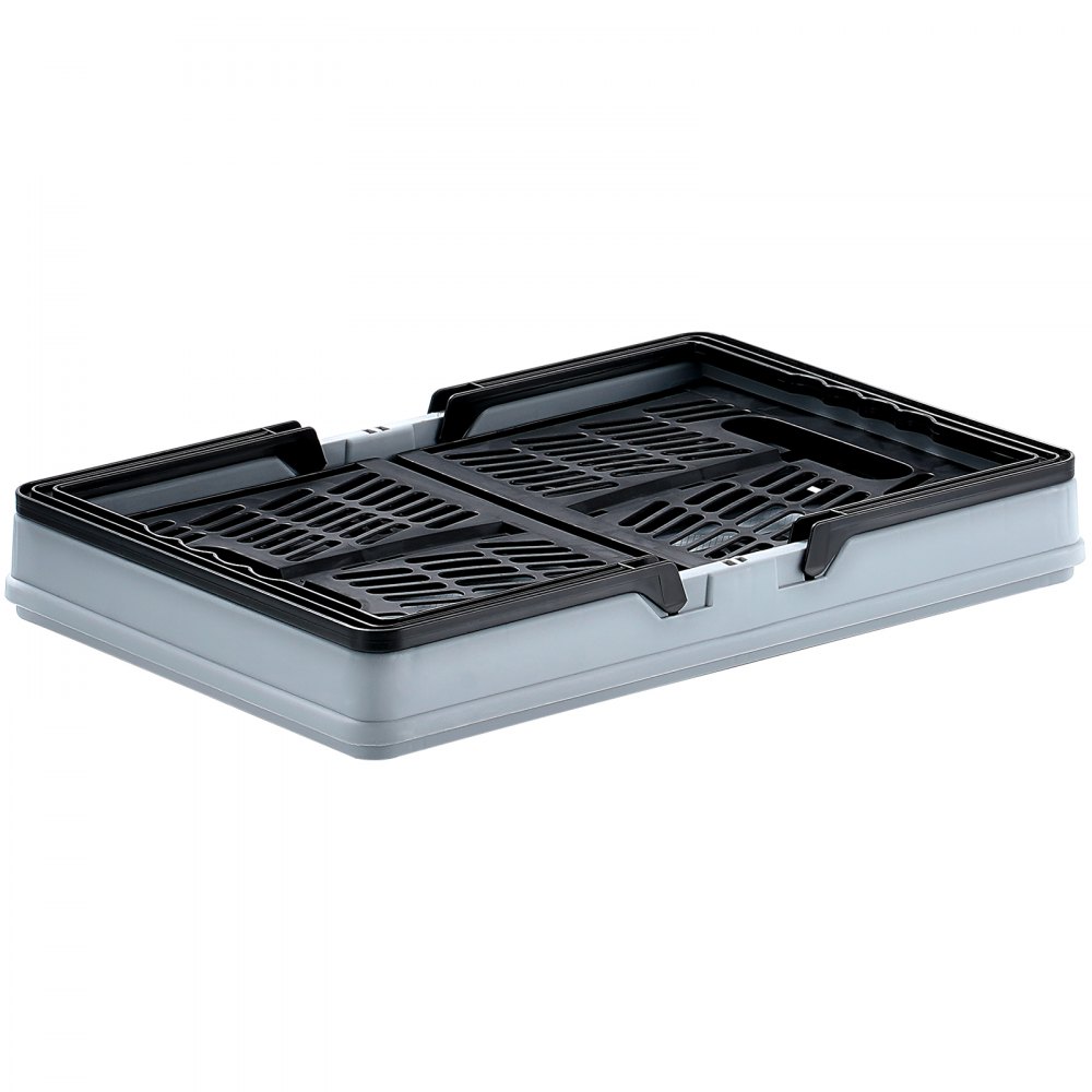 VEVOR Cesta de la compra plegable, paquete de 3, caja de almacenamiento plegable de plástico de 16 L con asa, cesta de la compra de frutas y verduras, contenedor de almacenamiento plegable para supermercado, compras al por menor, negro