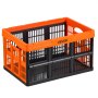 VEVOR Plastic Collapsible Storage Bins, 45L 6 Packs, Stackable Folding Storage Crates with Handles, Holds 15 kg Per Bin, Foldable Heavy Duty Containers, Space-Saving Baskets, for Home Organizing