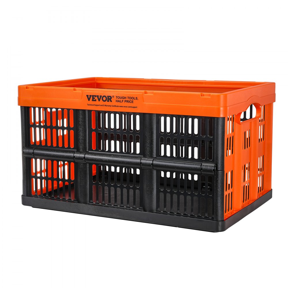 VEVOR Cajas de Almacenamiento Plegable de PP con Tapas 45 L 3 PCS, Negro Naranja