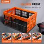 VEVOR Cajas de Almacenamiento Plegable de PP con Tapas 45 L 3 PCS, Negro Naranja