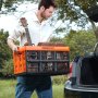 VEVOR Cajas de Almacenamiento Plegable de PP con Tapas 45 L 3 PCS, Negro Naranja