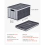 VEVOR Cajas de Almacenaje Plegables de Plástico 65 L, 2 Unidades, Contenedores de Almacenaje con Asas, Tapa Apilable, Ahorra Espacio, Soporta 38 kg para Hogar Coche Camping Organización, Gris Oscuro