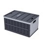 VEVOR Cajas de Almacenaje Plegables de Plástico 65 L, 2 Unidades, Contenedores de Almacenaje con Asas, Tapa Apilable, Ahorra Espacio, Soporta 38 kg para Hogar Coche Camping Organización, Gris Oscuro