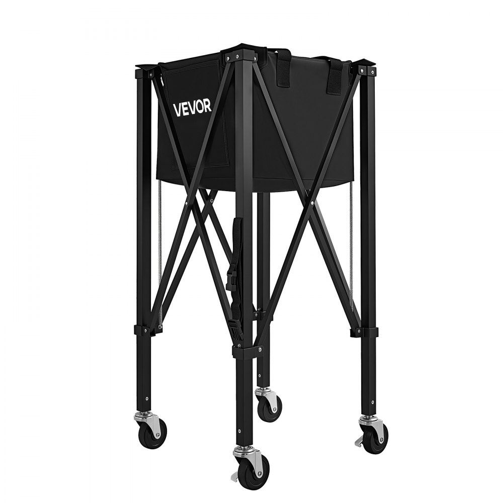 VEVOR Carro Plegable para Pelotas de Tenis con Ruedas, Capacidad de 120 Pelotas, Cesta de Tenis con Bolsillos Laterales, Bolsa de Nailon, Carrito de Entrenamiento Multideporte para Pickleball Béisbol