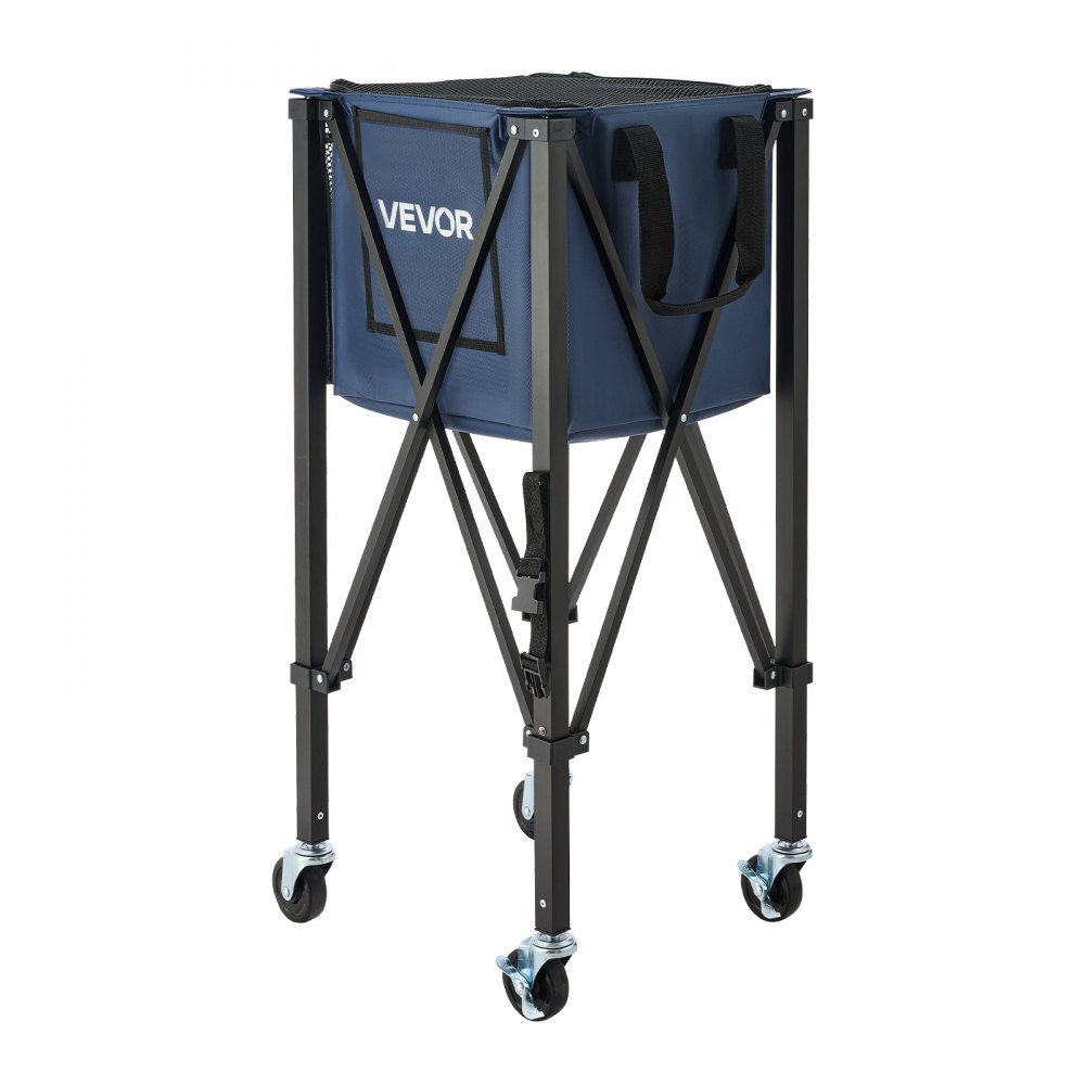 VEVOR Carro Plegable para Pelotas de Tenis con Ruedas, Cesta de Nailon Capacidad de 150 Pelotas con Tubo Recogepelotas de Tenis y Bolsillos Laterales, Carrito de Entrenamiento para Béisbol Pickleball
