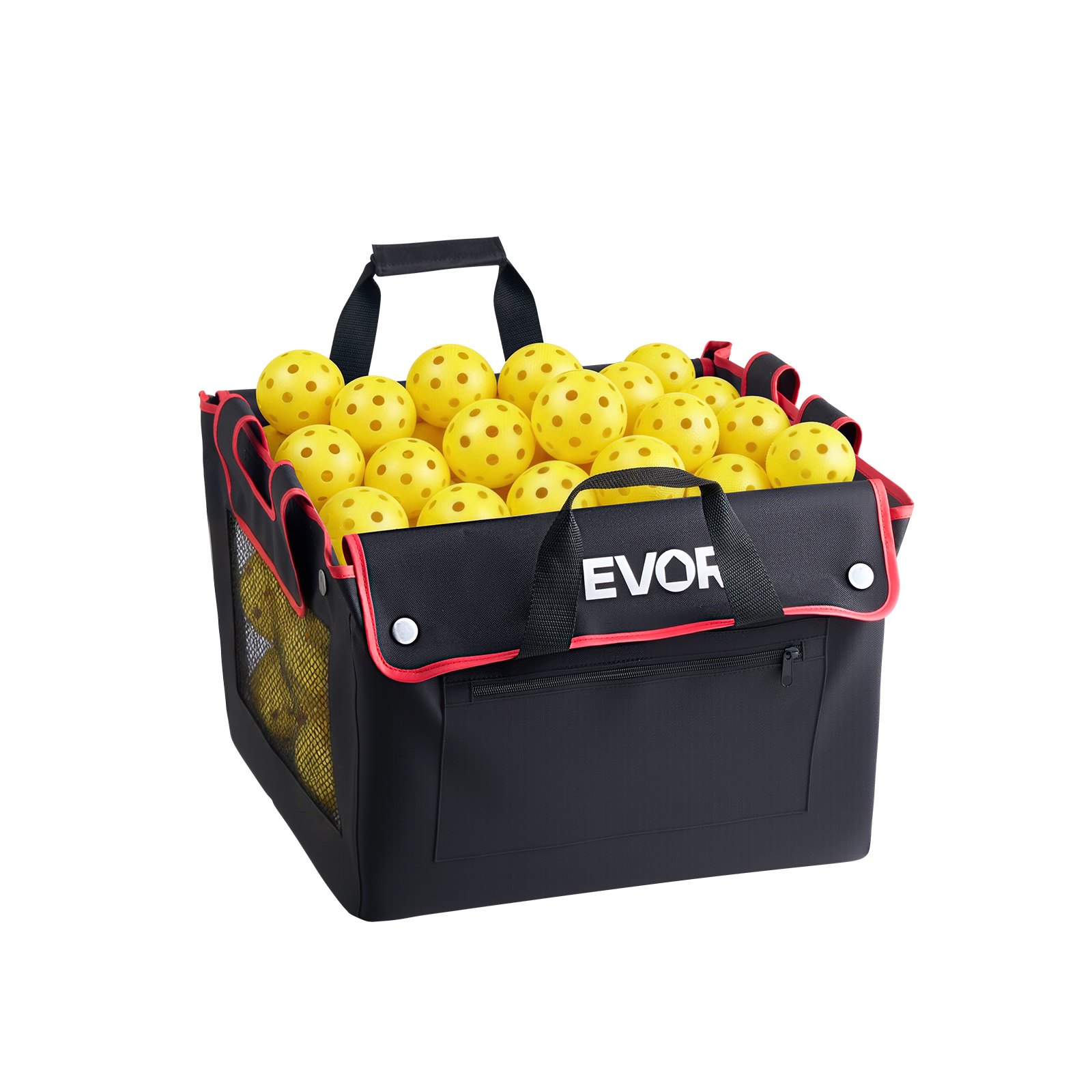 VEVOR Carro Plegable para Pelotas de Tenis con Ruedas, Capacidad de 175 Pelotas, Cesta de Tenis con Bolsillos Laterales, Bolsa de Nailon, Carrito de Entrenamiento Multideporte para Béisbol Pickleball