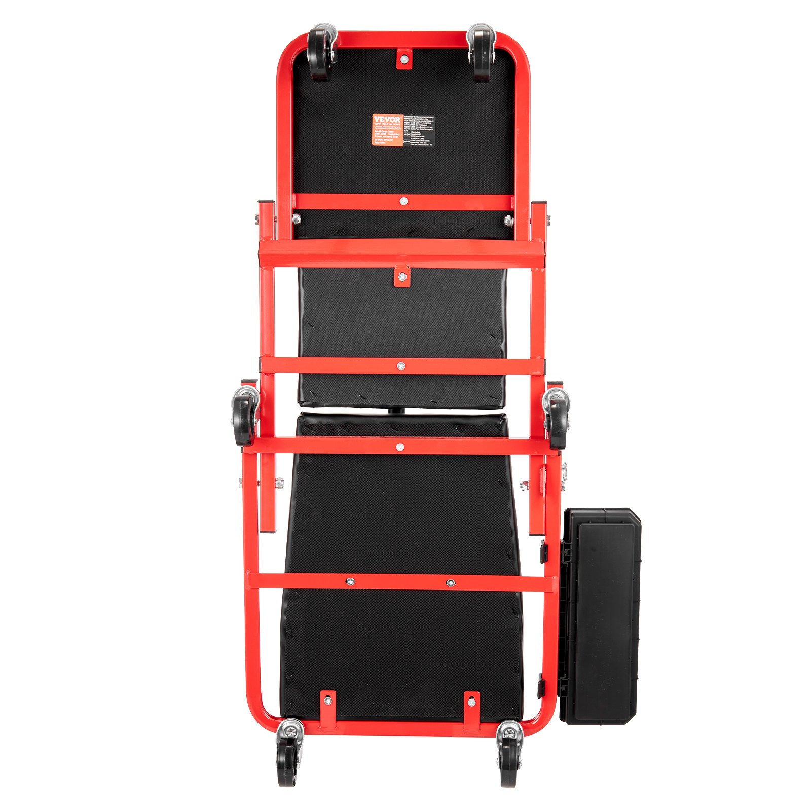 VEVOR Taburete plegable para garaje en forma de Z, 914 mm, capacidad de 136,1 kg, taburete plegable para mecánico con ruedas, bandeja para herramientas de 6 ruedas, asiento acolchado, estructura de acero, silla para tumbarse o sentarse para garaje, taller o casa