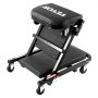 VEVOR Taburete plegable para garaje en forma de Z, 1016 mm, capacidad de 204,1 kg, taburete plegable para mecánico con 6 ruedas universales, asiento acolchado, estructura de acero, silla para tumbarse o sentarse para garaje, taller o casa